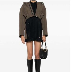 Sacai Grosgrain bonding x wool melton dress